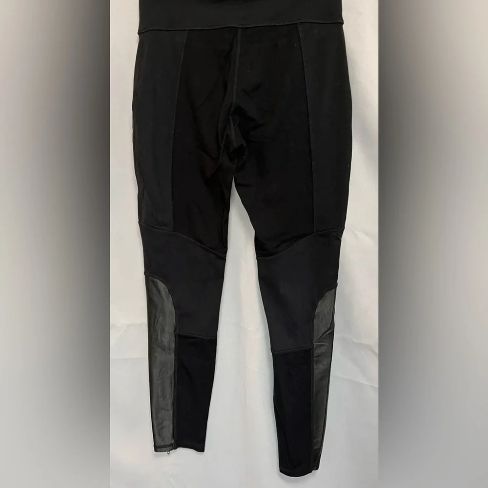 Athleta Womens Leggings Sz Small Black Luxe Ponte Faux Leather High Waisted‎